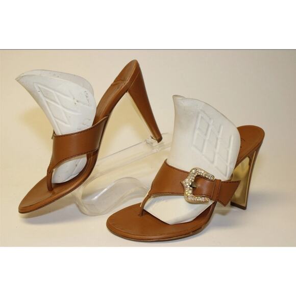 Vicini Giuseppe Zanotti NEW Italy Made Womens 8 B 38 Leather Heeled Thongs Shoes - Picture 13 of 14